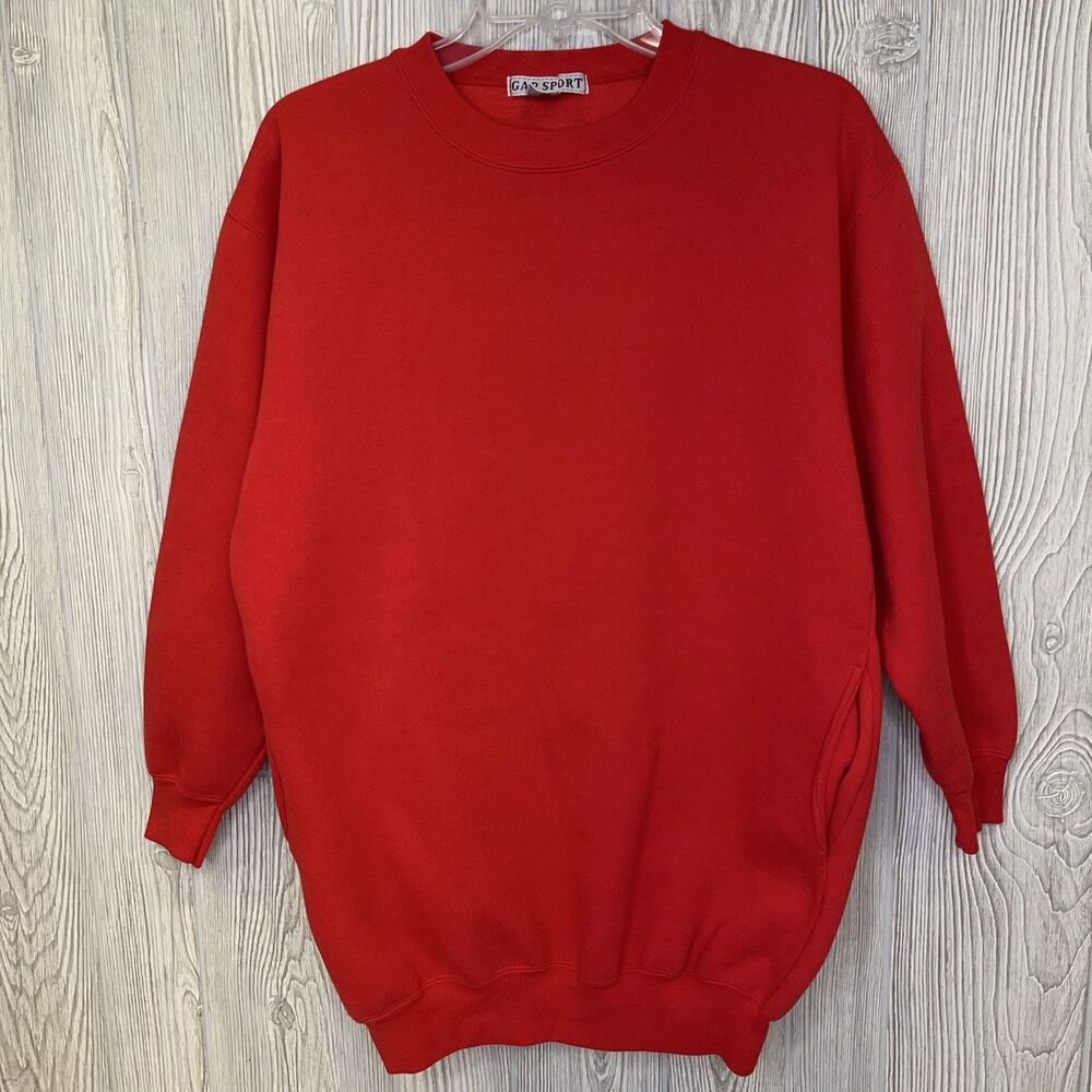 Vintage Gap Sports Oversized Crewneck Sweatshirt w/ Pockets Women's One Size Red